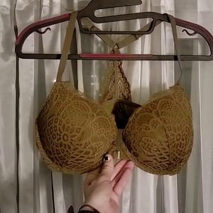 Arden Target padded pushup army green front clasp t back bra 36 D